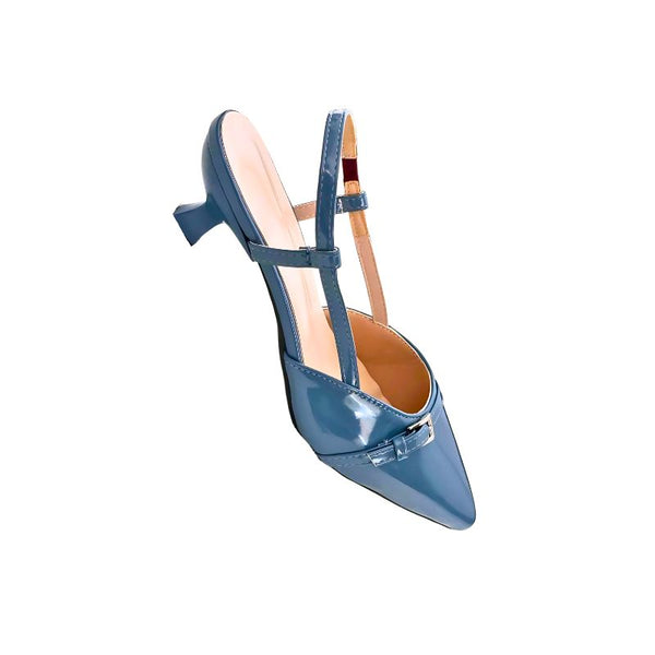 Sapato slingback salto baixo Azul céu